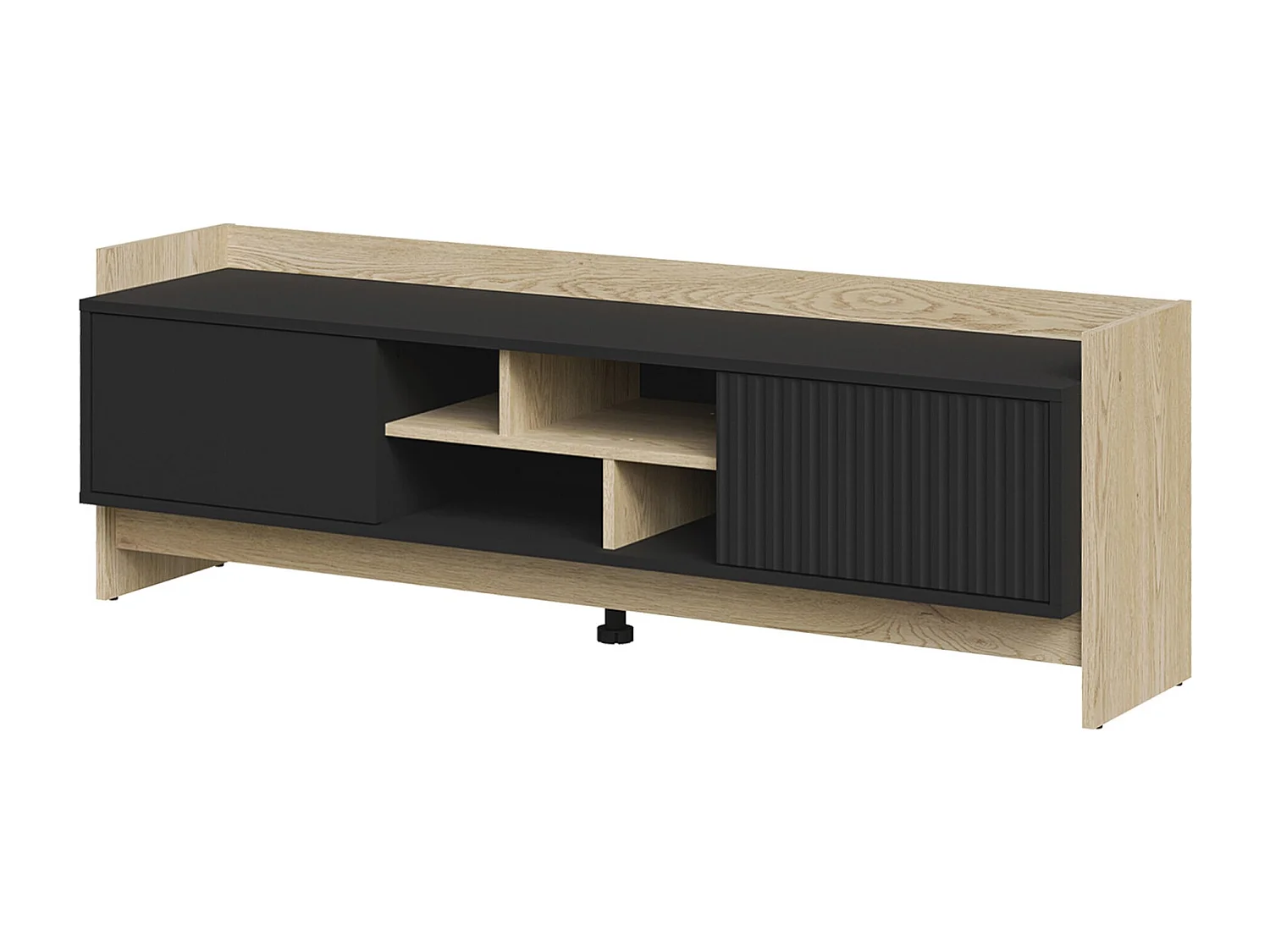 Mobile porta TV Mavnoli 105, Nero|Quercia, 150x51x38cm