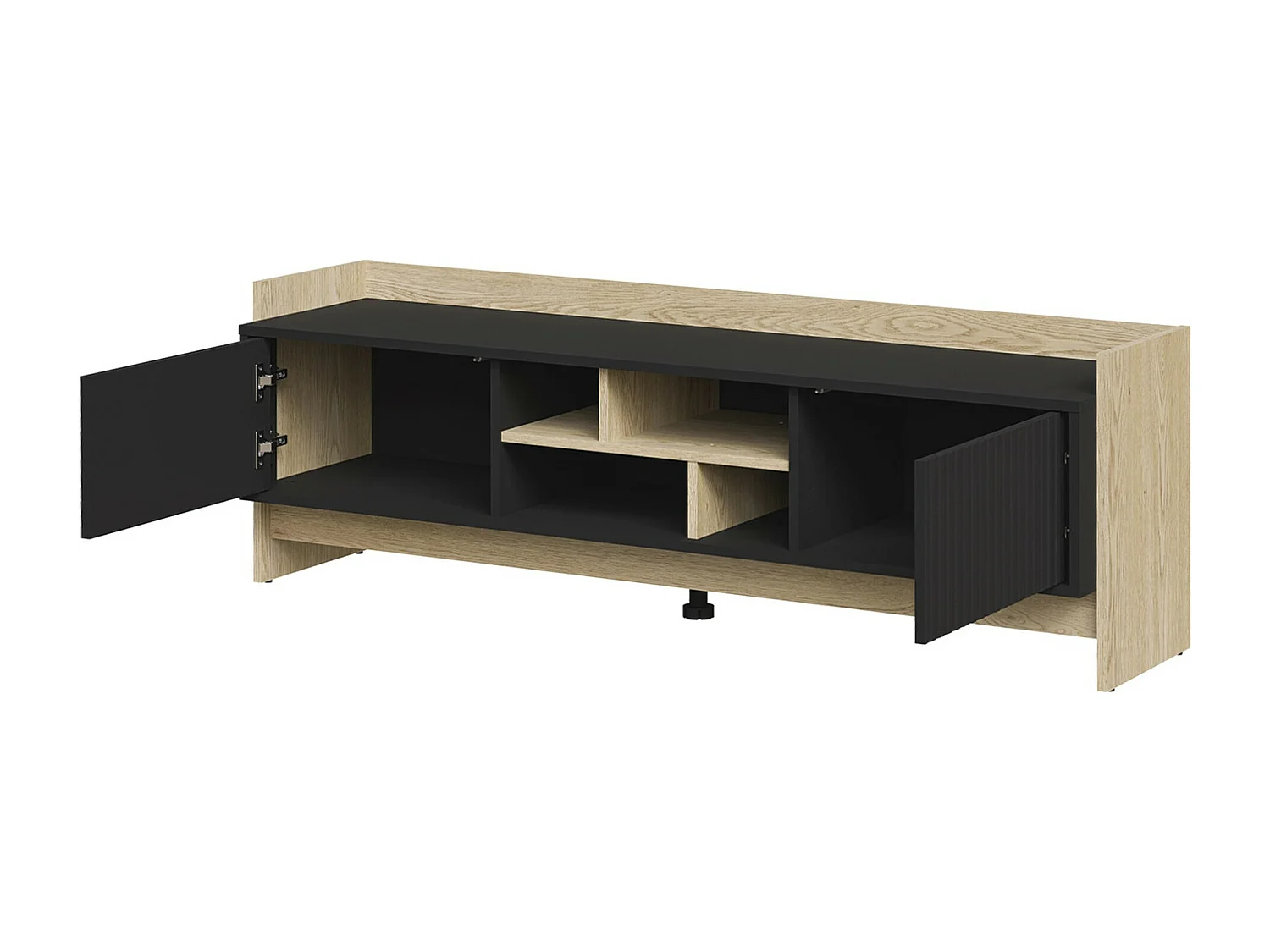 Mobile porta TV Mavnoli 105, Nero|Quercia, 150x51x38cm