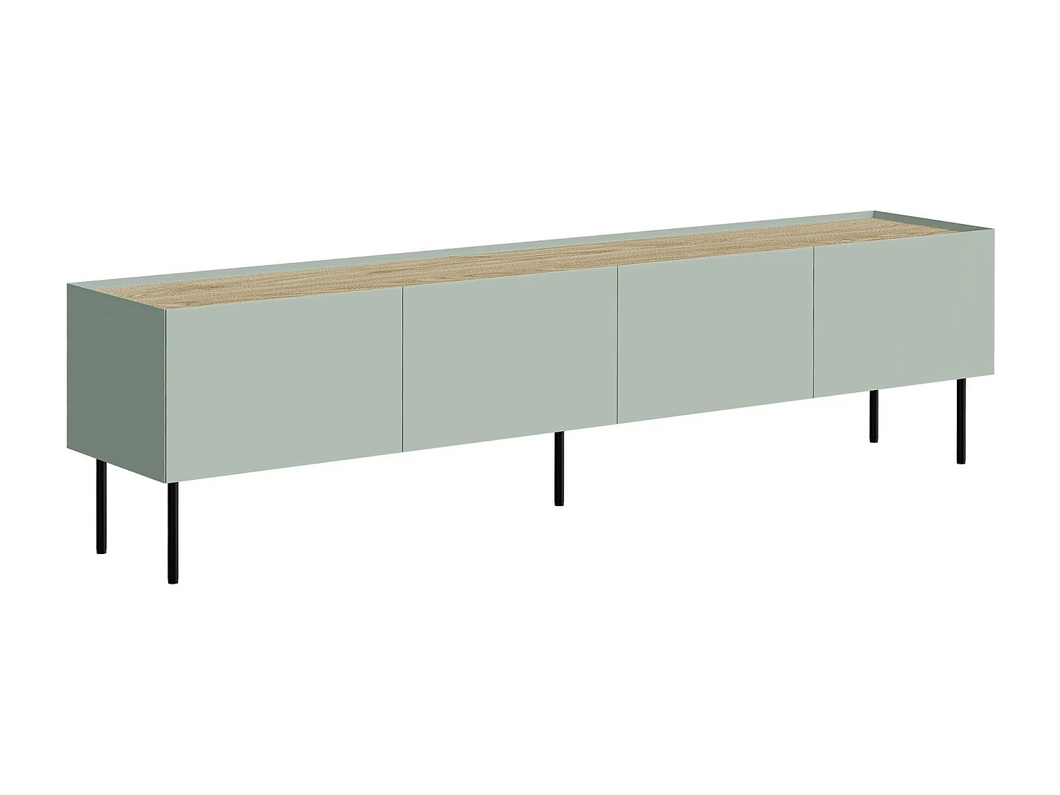 Meuble TV Melbela 107, Olivier clair|Chêne, 200x52x40cm