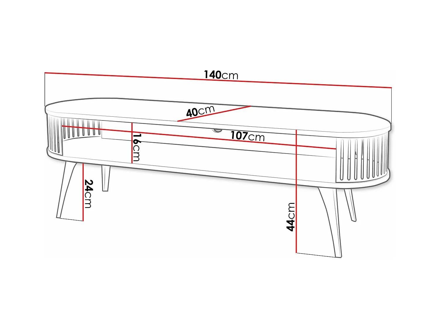 Meuble TV Sordore 108, Marbre noir|Noir, 140x44x40cm