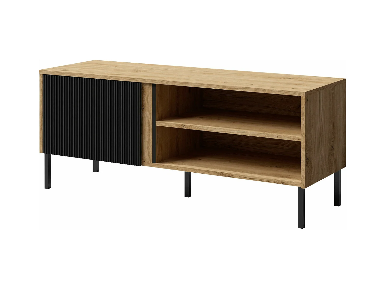 Meuble TV Lumiri 106, Chêne|Noir, 120x50x41cm