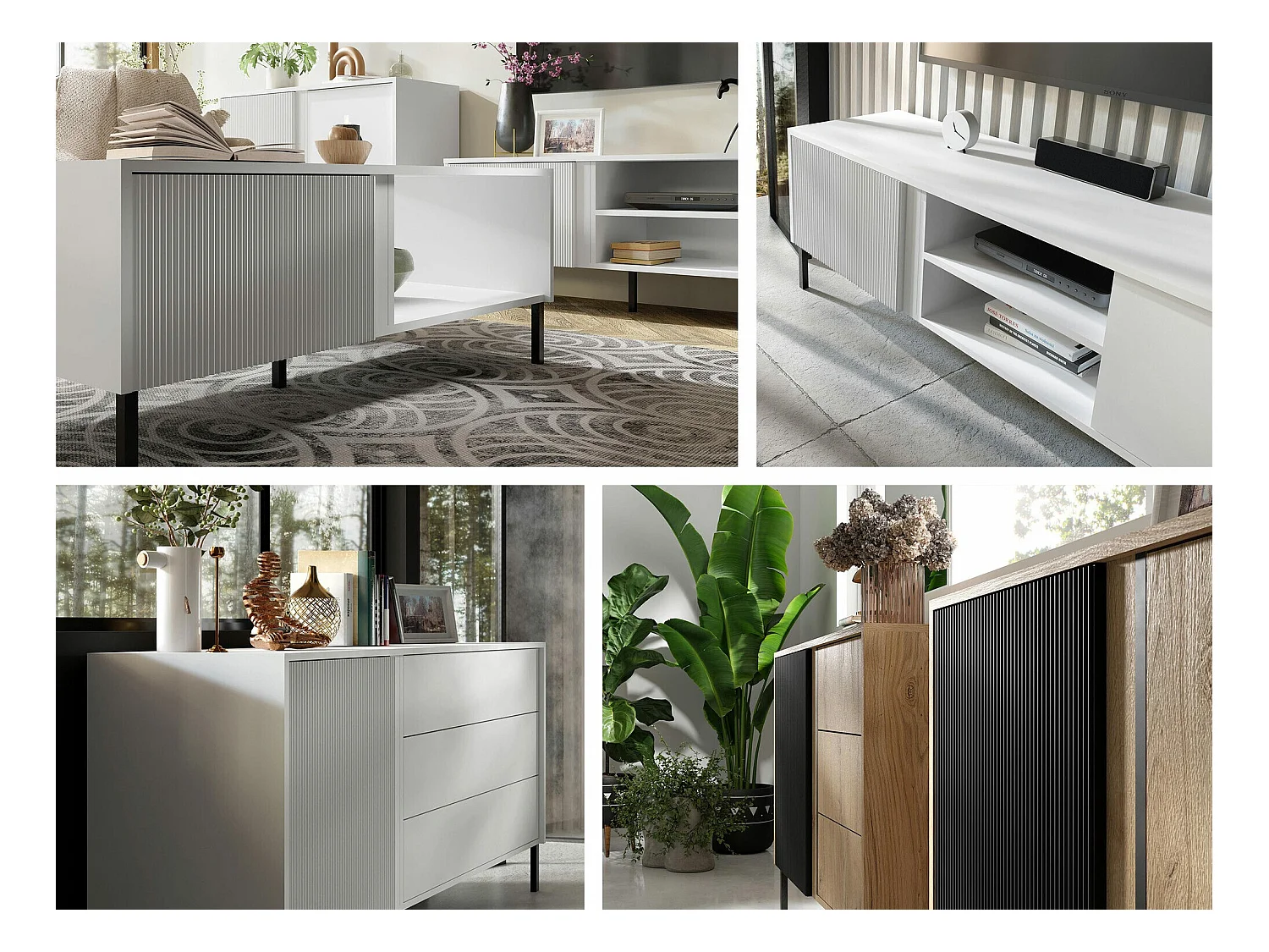 Meuble TV Lumiri 106, Chêne|Noir, 120x50x41cm