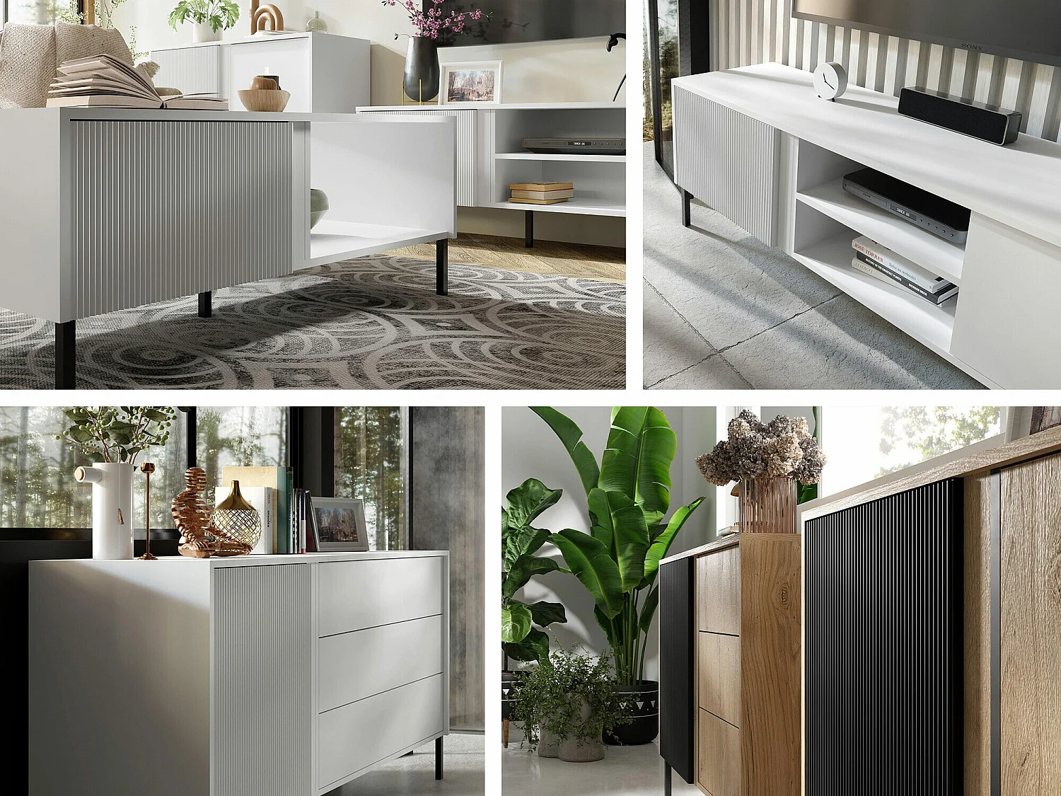 Meuble TV Lumiri 106, Noir|Chêne, 120x50x41cm