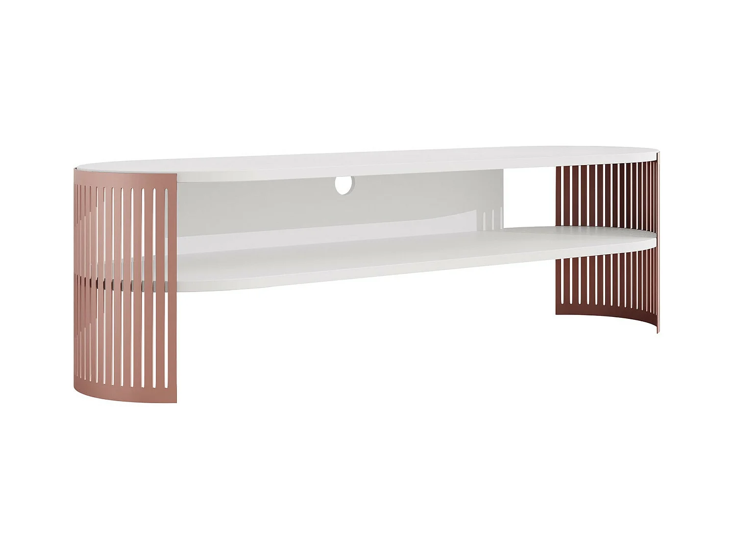 Meuble TV Sordore 123, Rose|Blanc, 140x44x40cm