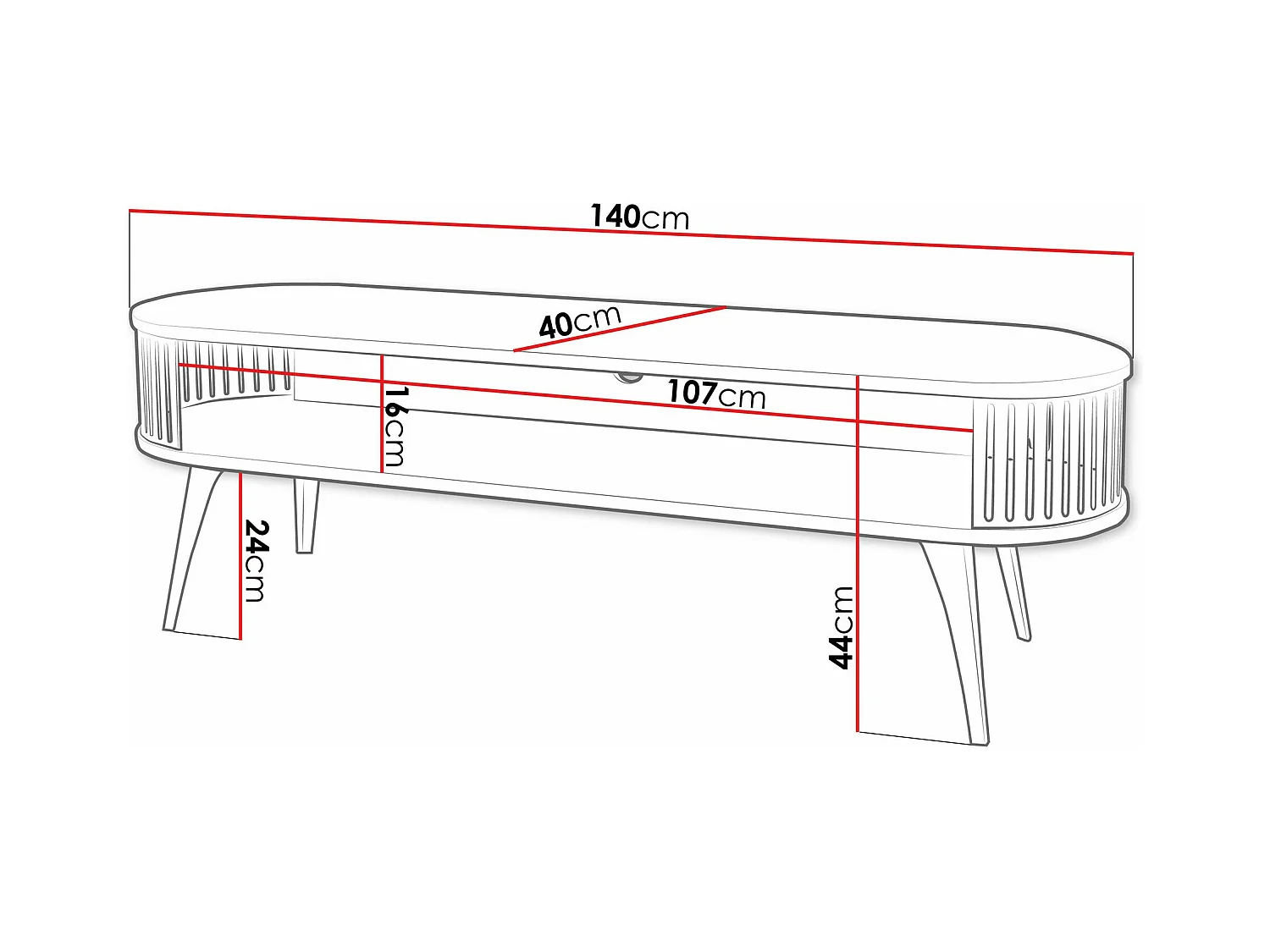 Meuble TV Sordore 108, Marbre blanc|Blanc, 140x44x40cm