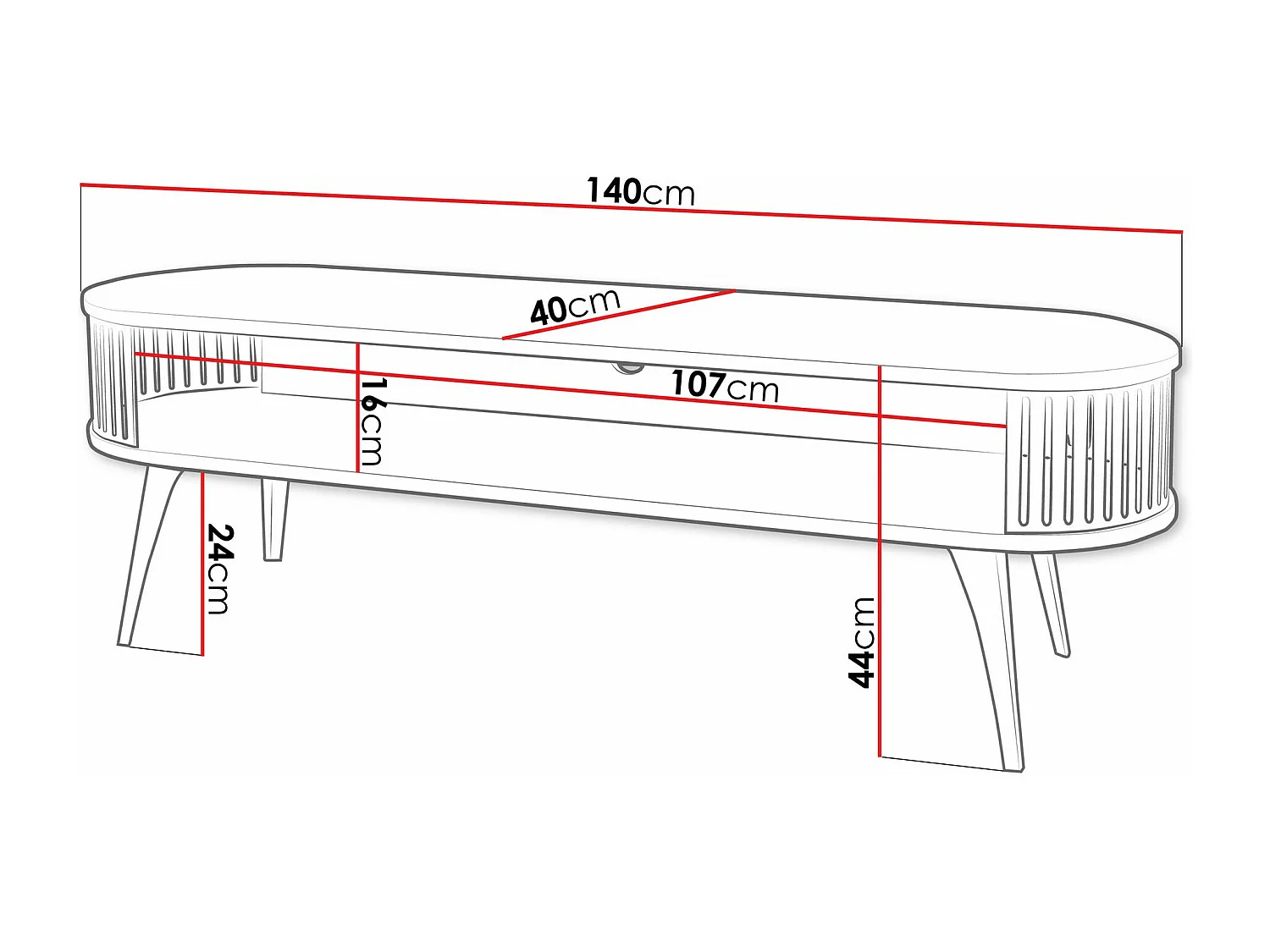 Meuble TV Sordore 108, Marbre blanc|Blanc, 140x44x40cm