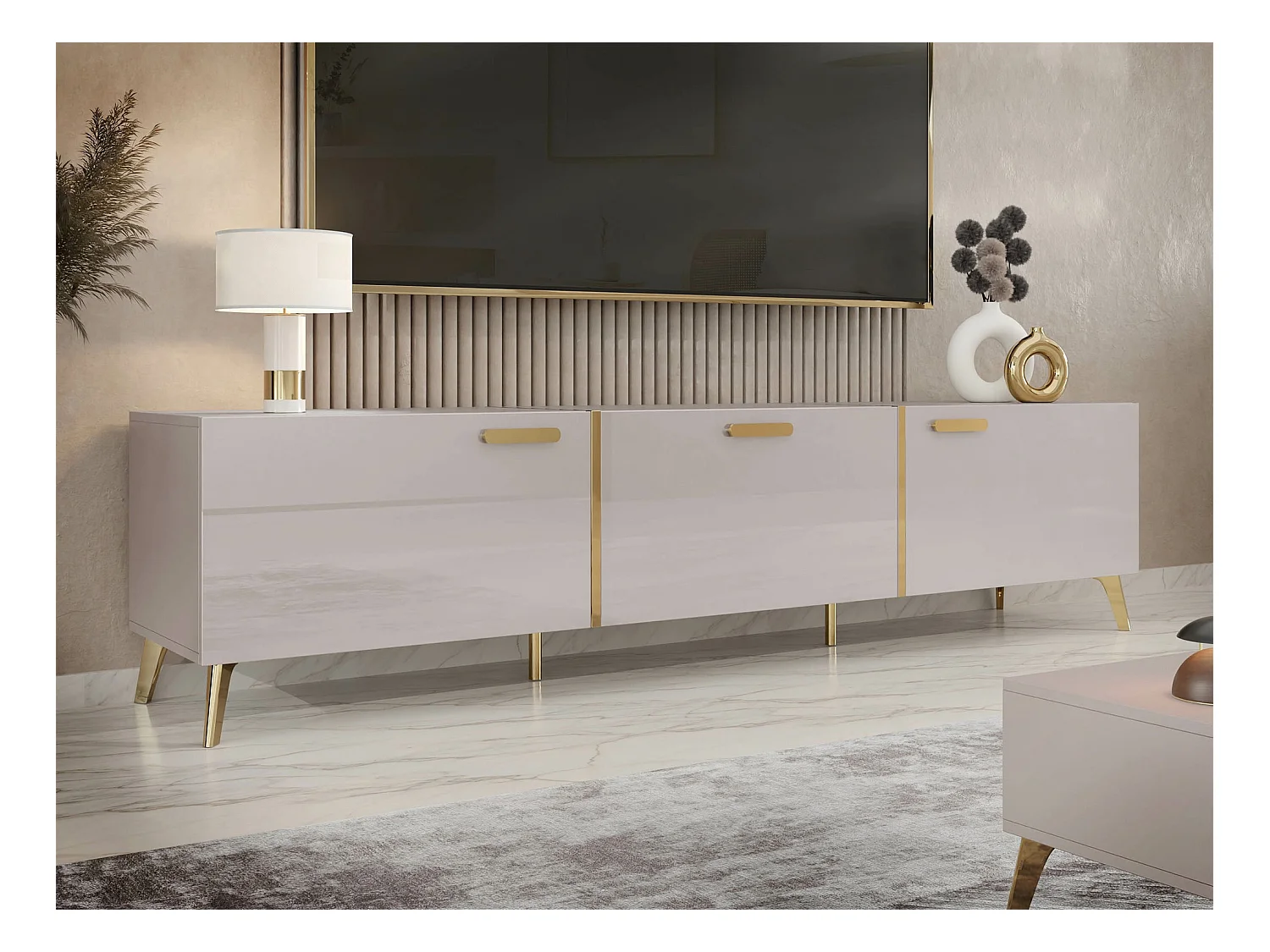 Mueble de TV Comfivo Teslomo 110 Cachemira Dorado 204x47x38cm