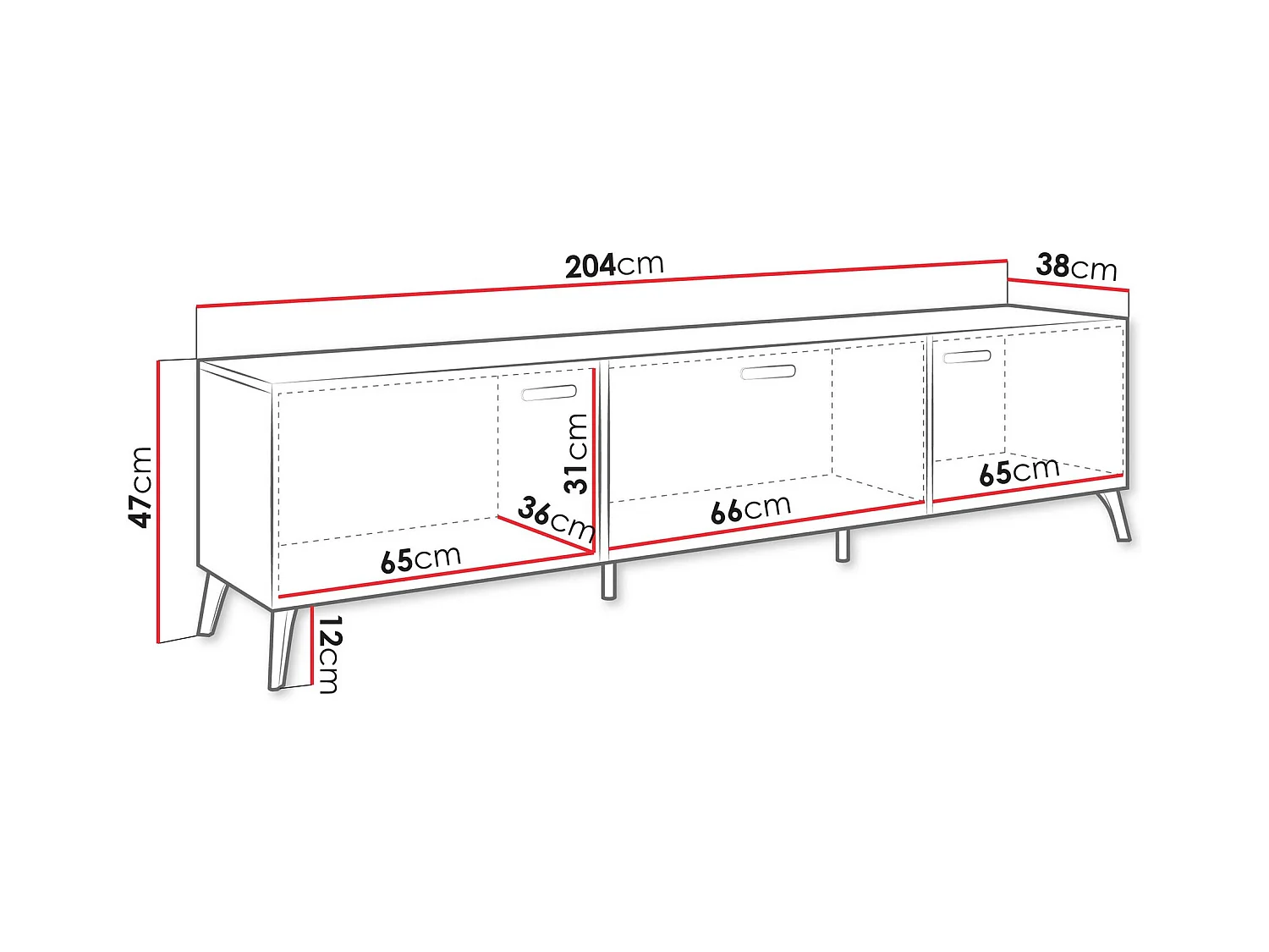 Mueble de TV Comfivo Teslomo 110 Cachemira Dorado 204x47x38cm