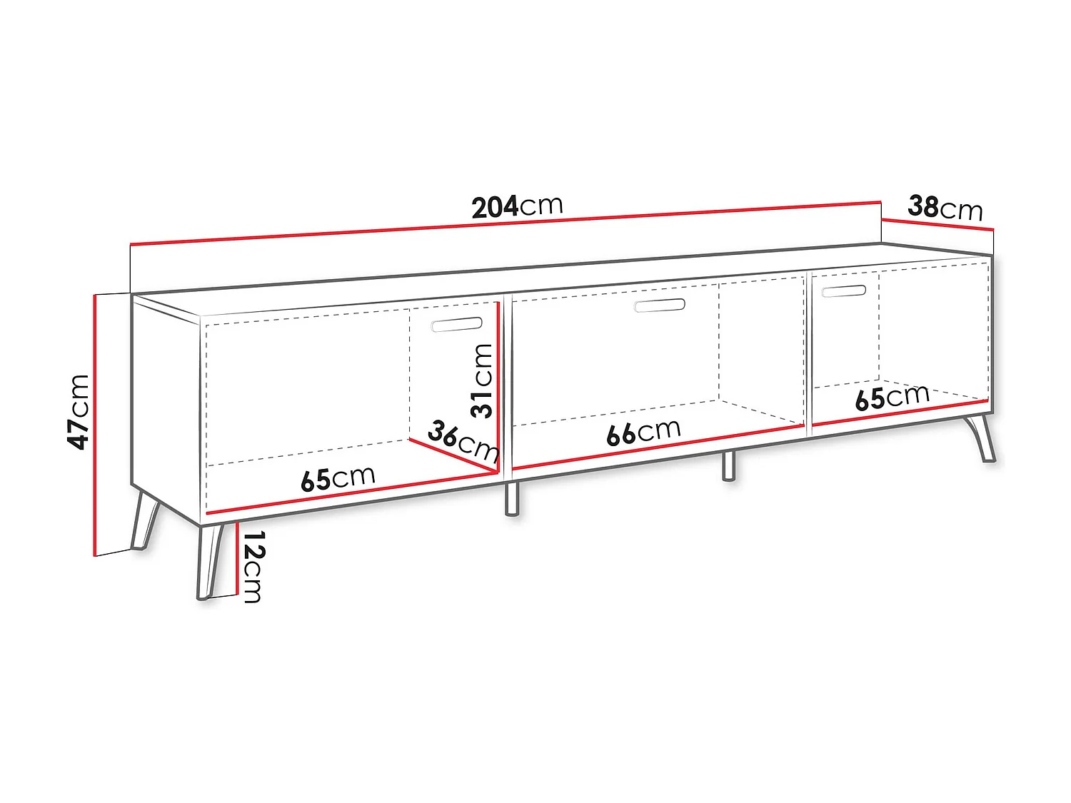 Meuble TV Comfivo Teslomo 110, Doré|Cachemire Brillant|Cachemire, 204x47x38cm
