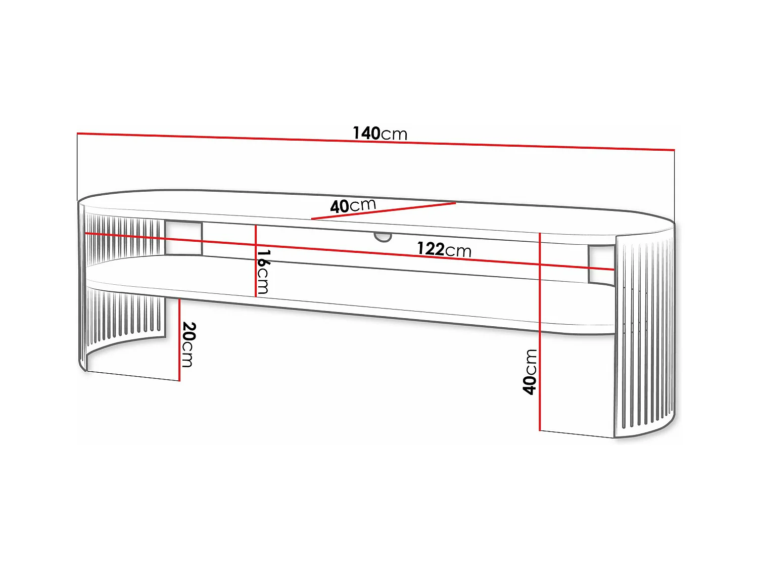 Meuble TV Sordore 122, Doré|Marbre blanc, 140x44x40cm