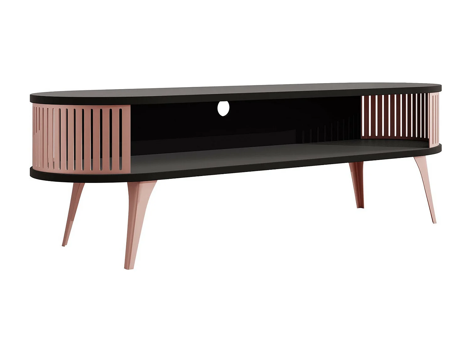 Mobile porta TV Sordore 110, Nero|Fucsia, 140x44x40cm