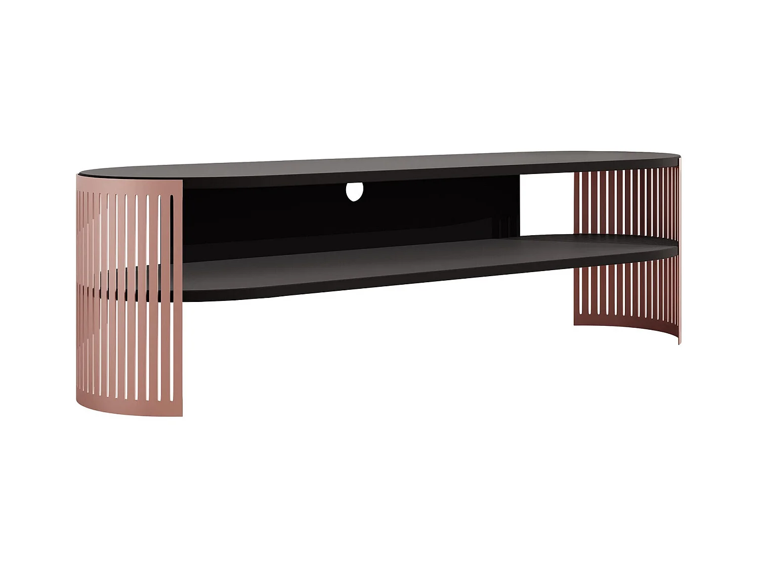 Meuble TV Sordore 123, Noir|Rose, 140x44x40cm