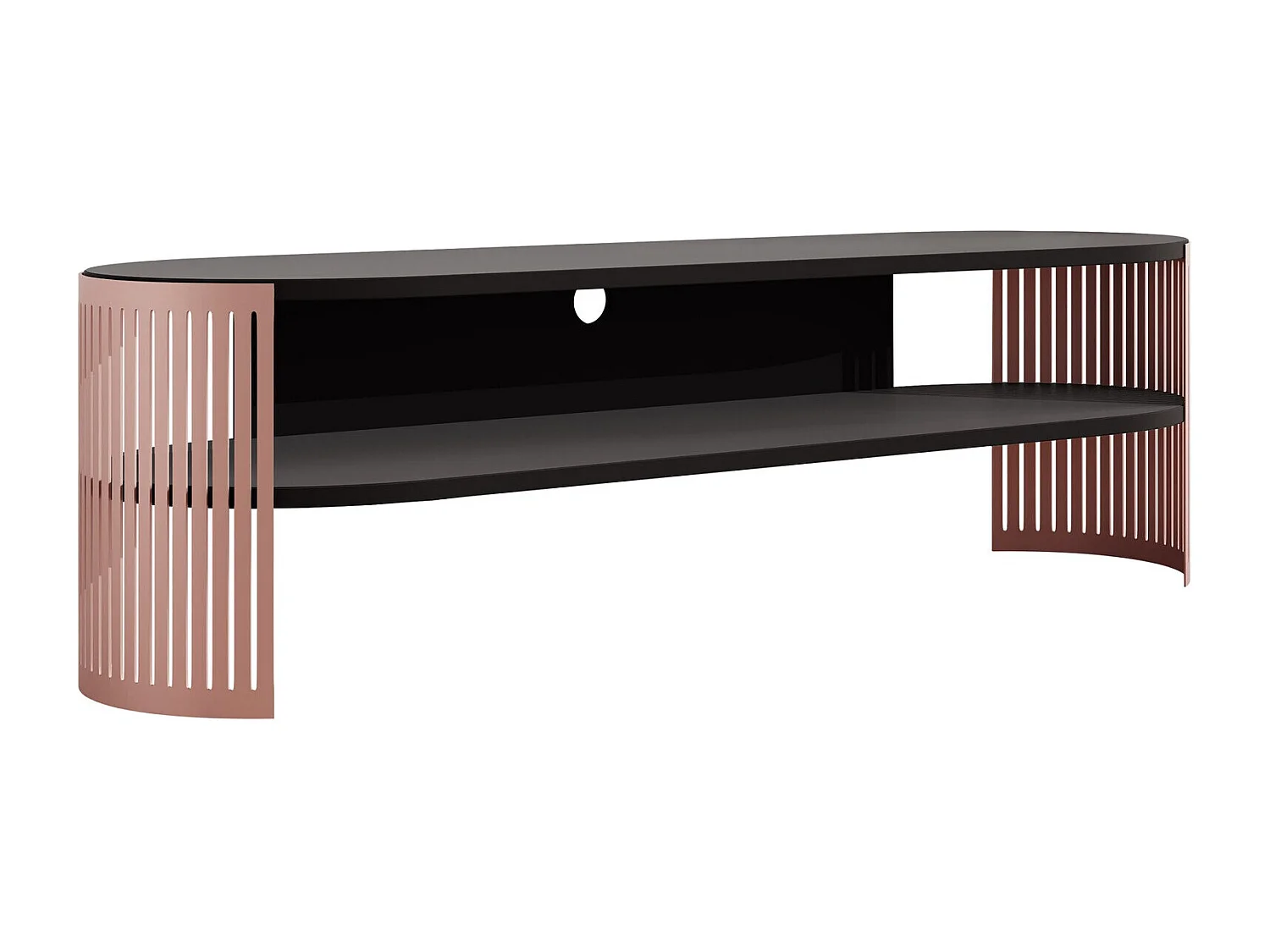 Meuble TV Sordore 123, Noir|Rose, 140x44x40cm