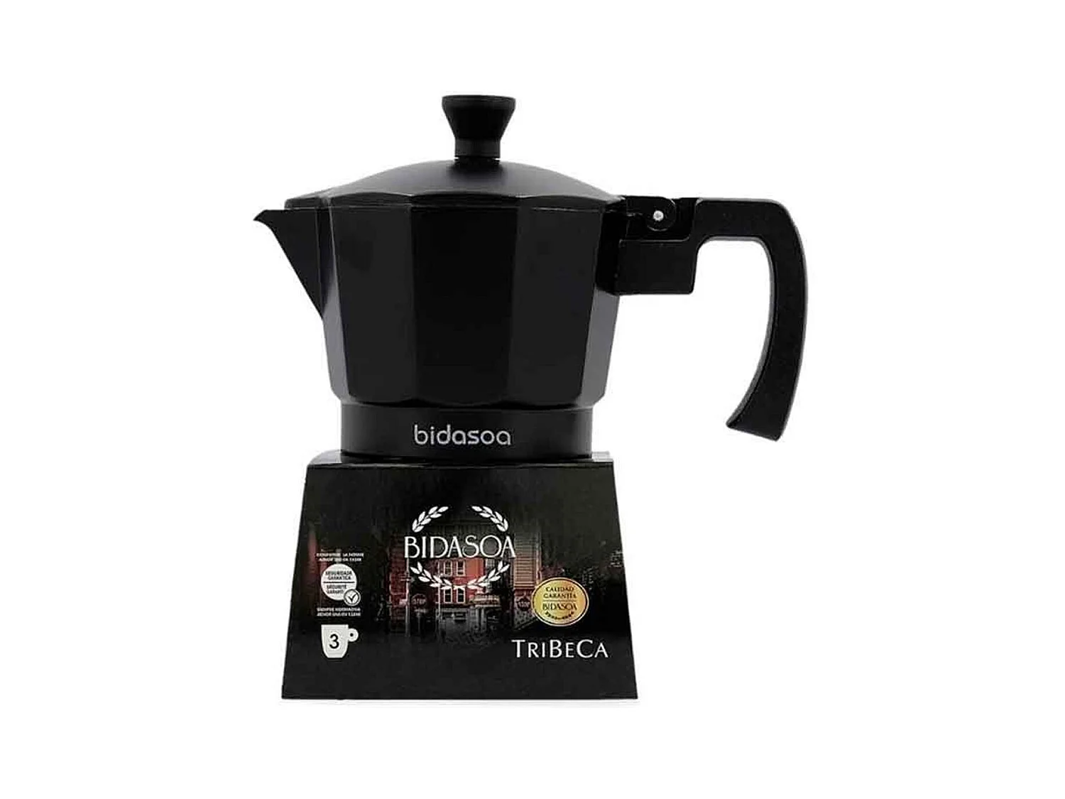Cafetera Tribeca Bidasoa 3 tazas aluminio fundido negro/plata