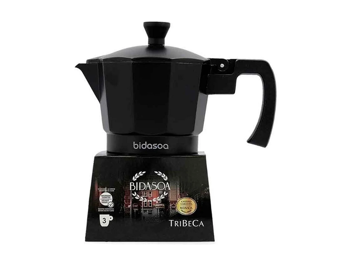 Cafetera Tribeca Bidasoa 3 tazas aluminio fundido negro/plata