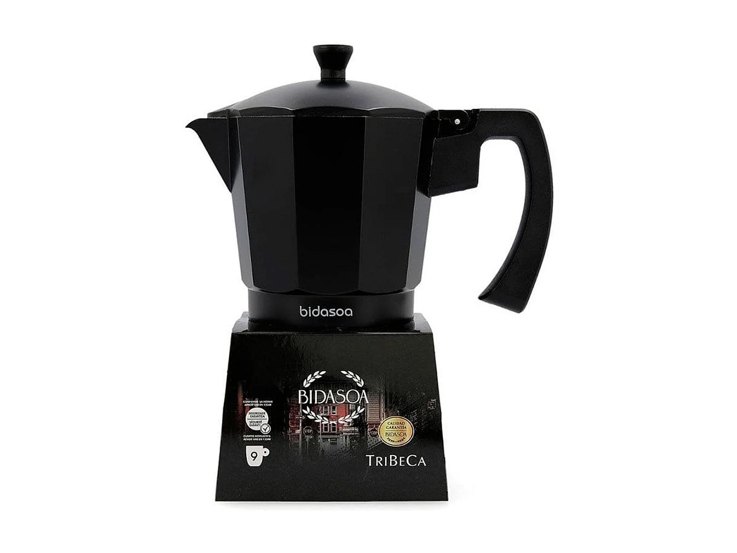 Cafetera Tribeca Bidasoa 9 tazas aluminio fundido negro/plata