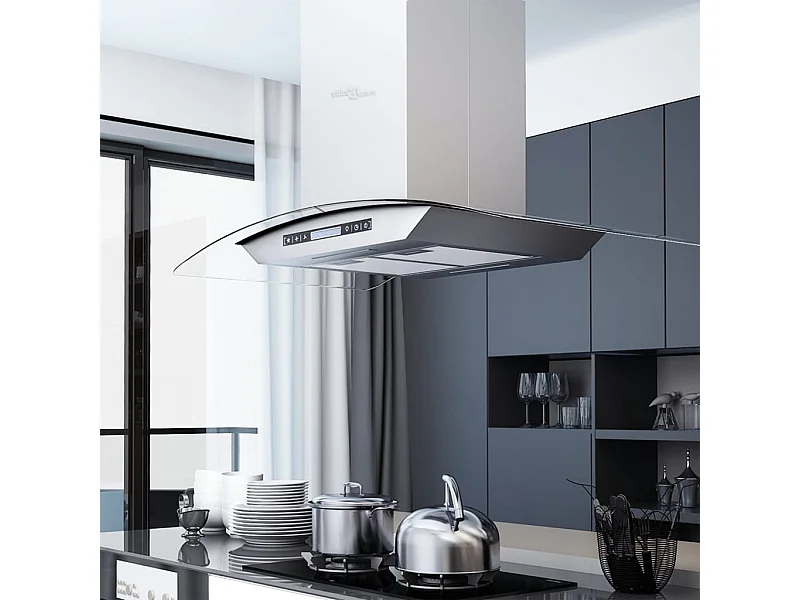 Insel-Dunstabzugshaube 90 cm LCD Touch-Sensor 756 m³/h LED