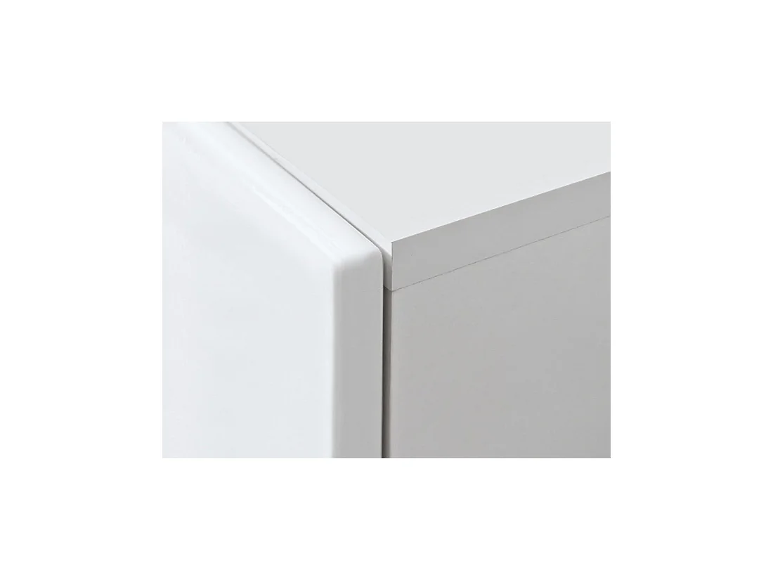 Buffet KRONI con Iluminación LED - 4 Cajones y 2 Puertas de Vidrio - Blanco Mate y Brillante - 150 x 82 x 40 cm