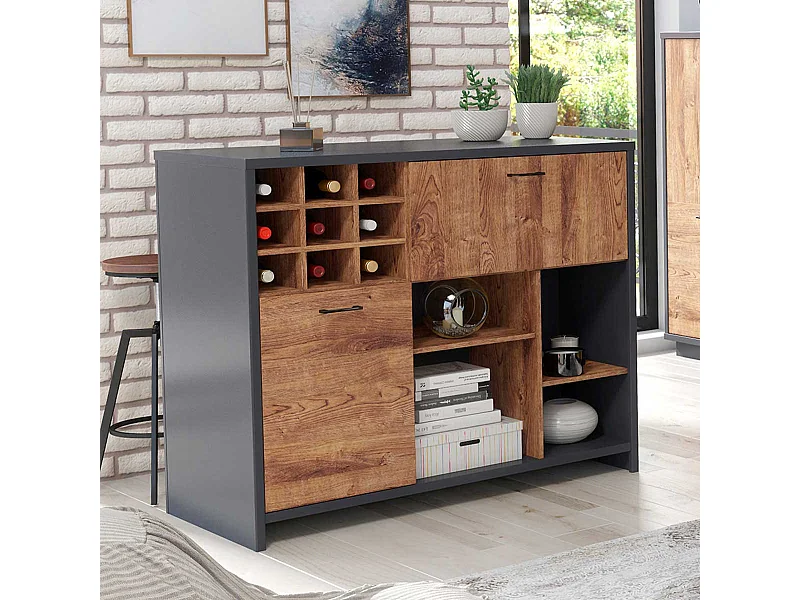 Aparador buffet Europa roble/grafito 109x125x60 cm