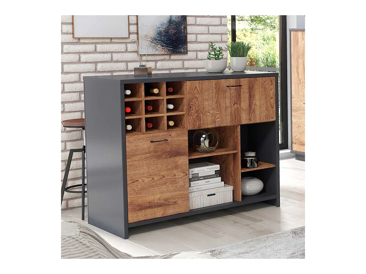 Aparador buffet Europa roble/grafito 109x125x60 cm