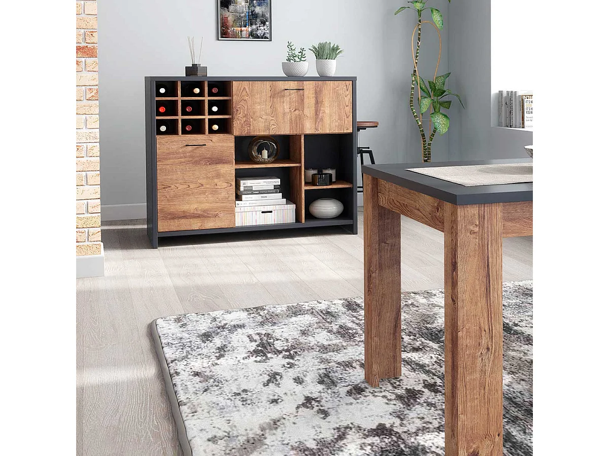 Aparador buffet Europa roble/grafito 109x125x60 cm