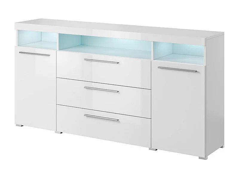 Buffet 180cm für das Wohnzimmer in glänzendem Weiß, Kollektion BOMBAY