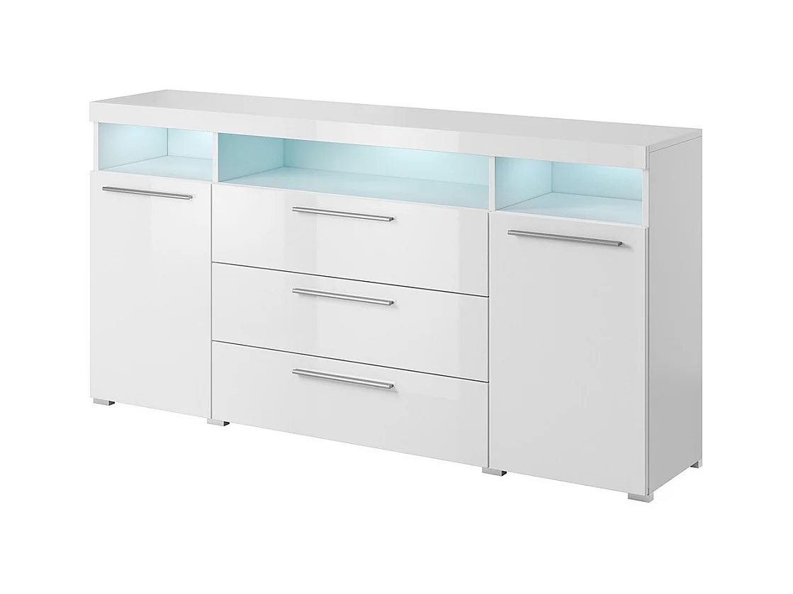 Buffet 180cm pour salon couleur blanc brillant collection BOMBAY