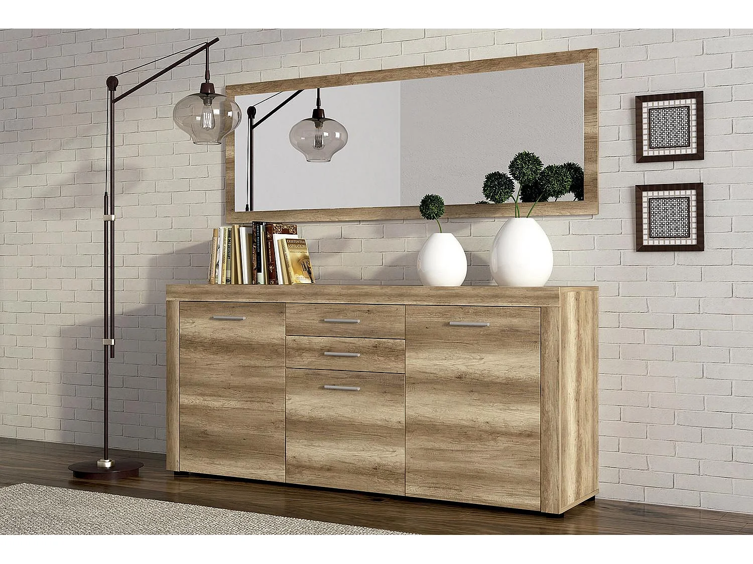 Aparador Texas 3 puertas + 2 cajones cañón 77x166,8x41 cm