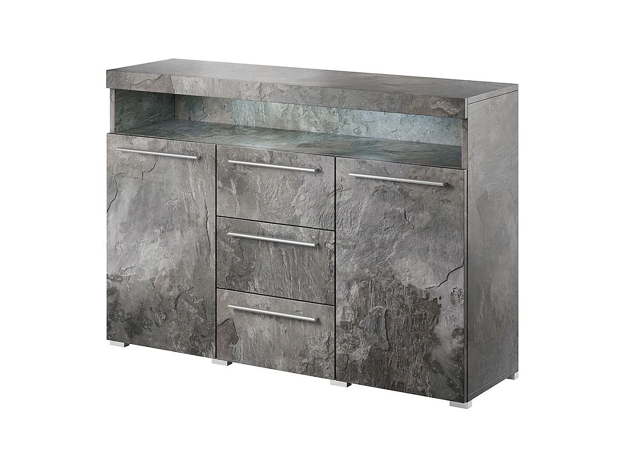 Buffet 130cm pour salon couleur gris effet ardoise collection BOMBAY