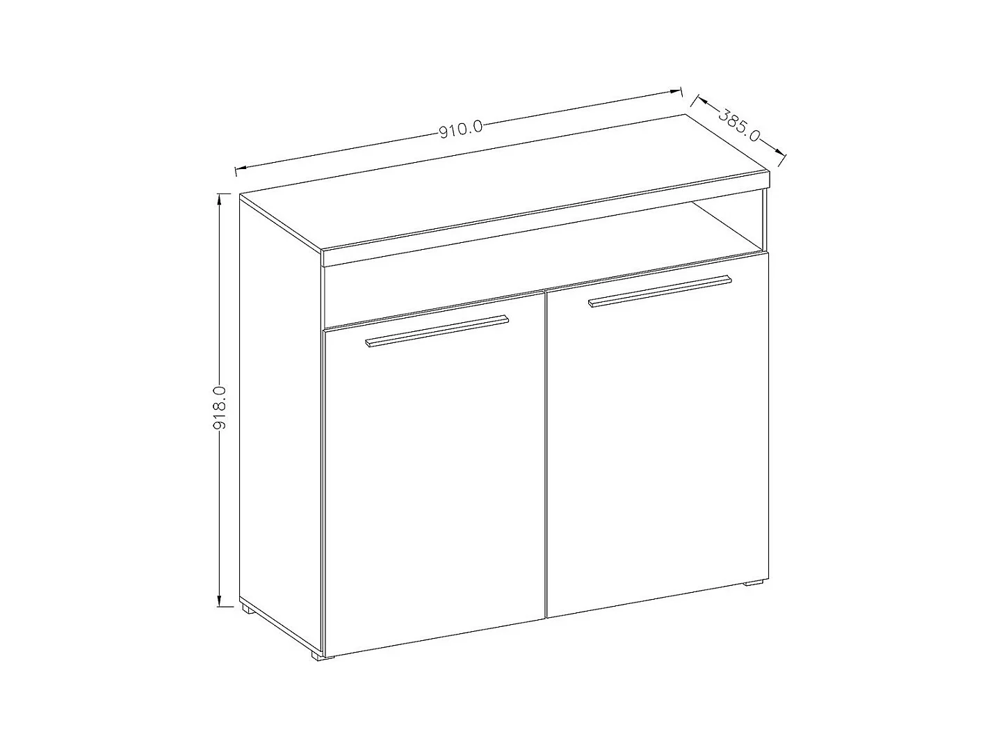 Buffet 90cm pour salon couleur blanc brillant collection BOMBAY