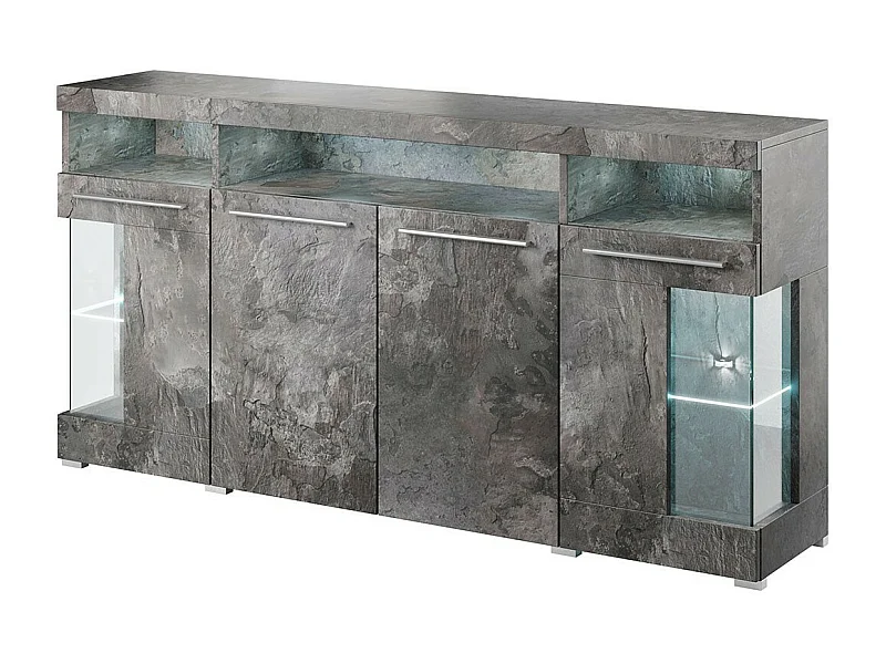 Buffet XL 180cm com 4 portas cor cinza efeito ardósia coleção BOMBAY