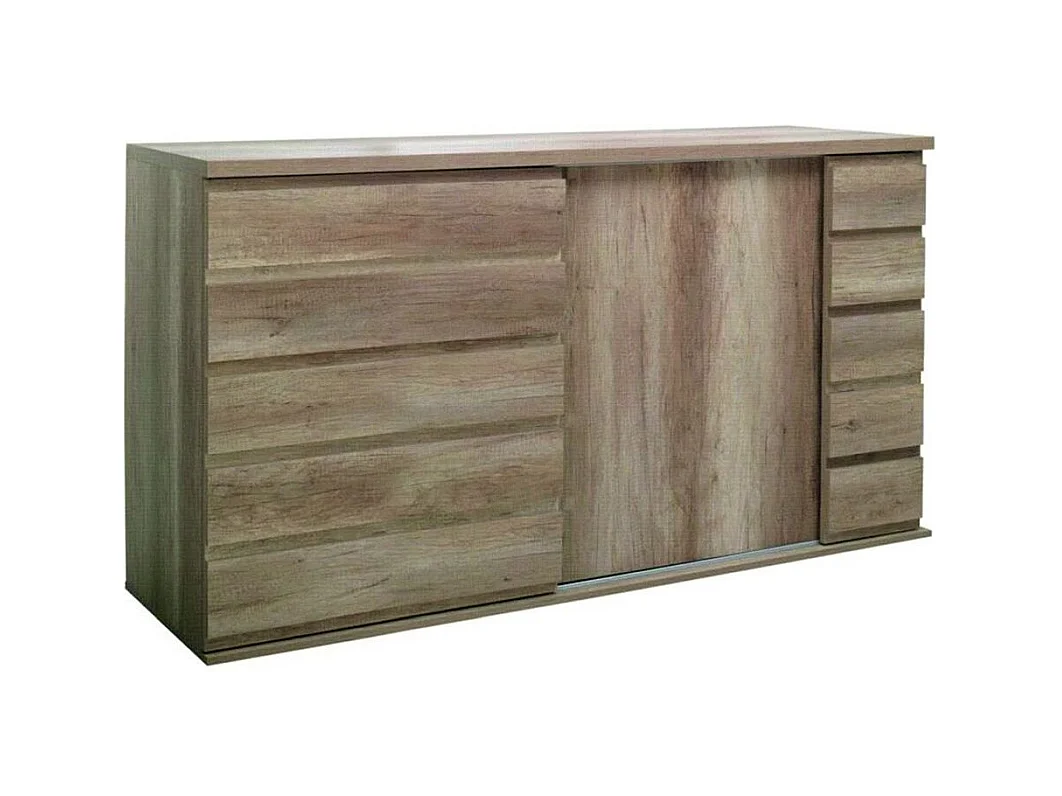 Buffet 2 portes coulissantes ROMI - Coloris dab canyon - 160 x 99 x 55 cm