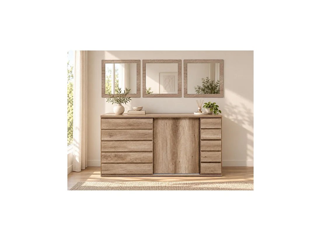 Buffet ROMI chêne Dab Canyon 160 cm – 2 portes coulissantes et grand espace de rangement