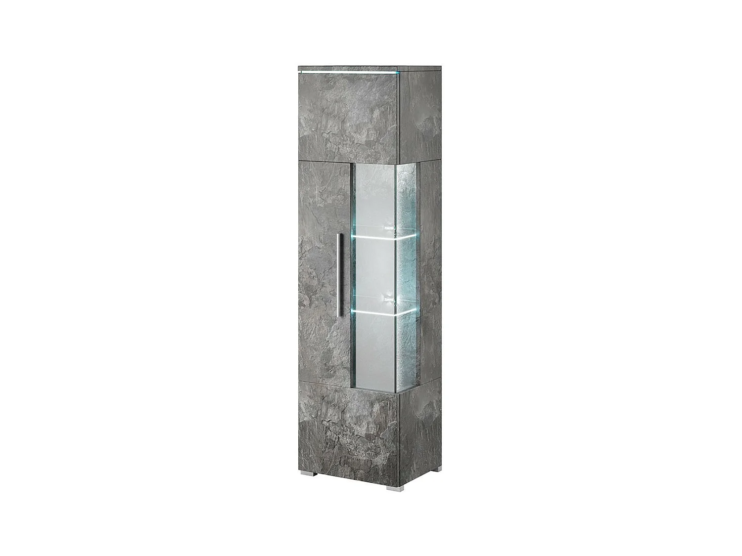 Vitrina alta diseño colección BOMBAY. Color gris efecto pizarra. Apertura izquierda.