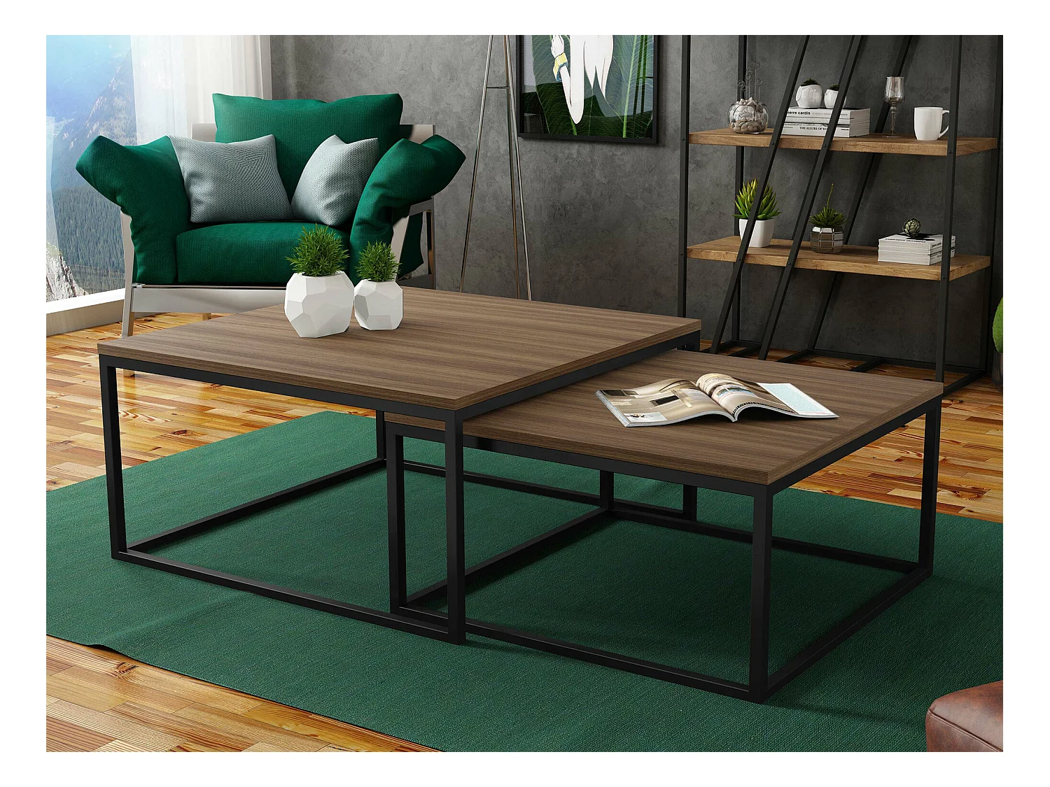 Conjunto de mesa de centro Oswego 101, Angular, 4x8x8cm