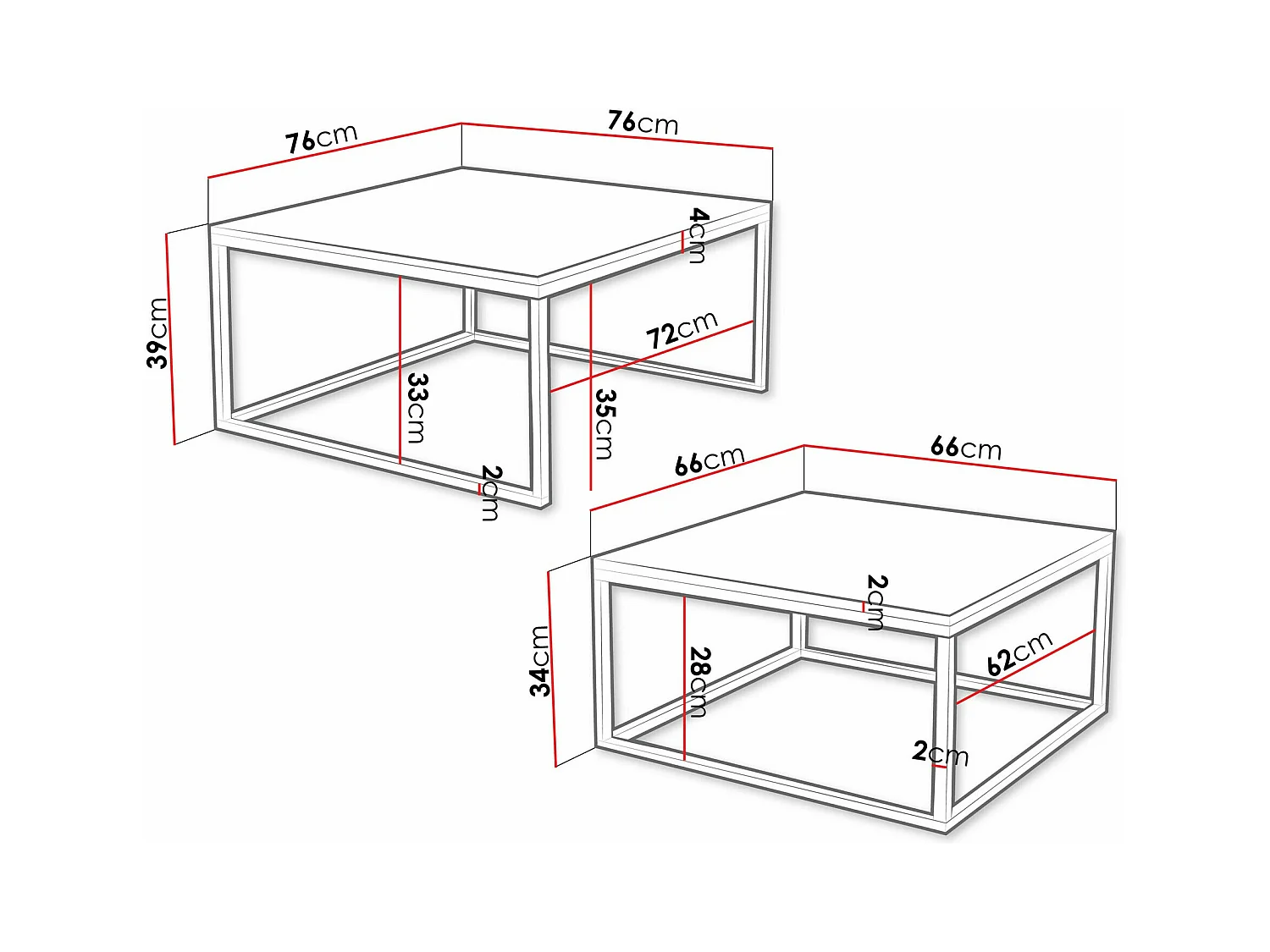 Conjunto de mesa de centro Oswego 101, Angular, 4x8x8cm
