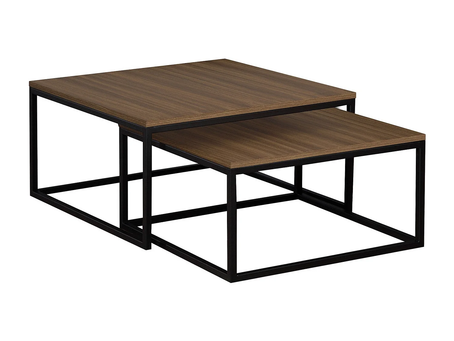 Conjunto mesa de centro Oswego 101, Nogal|Negro, 39x76x76cm, Aglomerado laminado, Angular