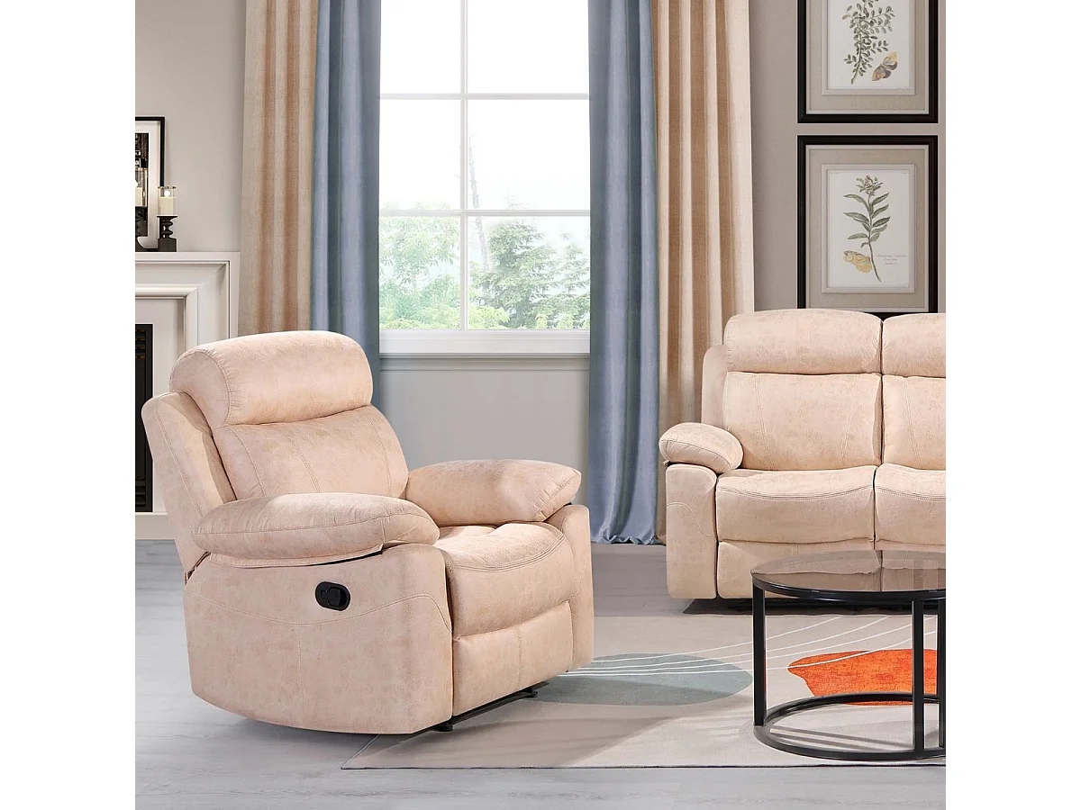 Sillón relax Memphis Deluxe individual apertura manual beige 102x106x96 cm