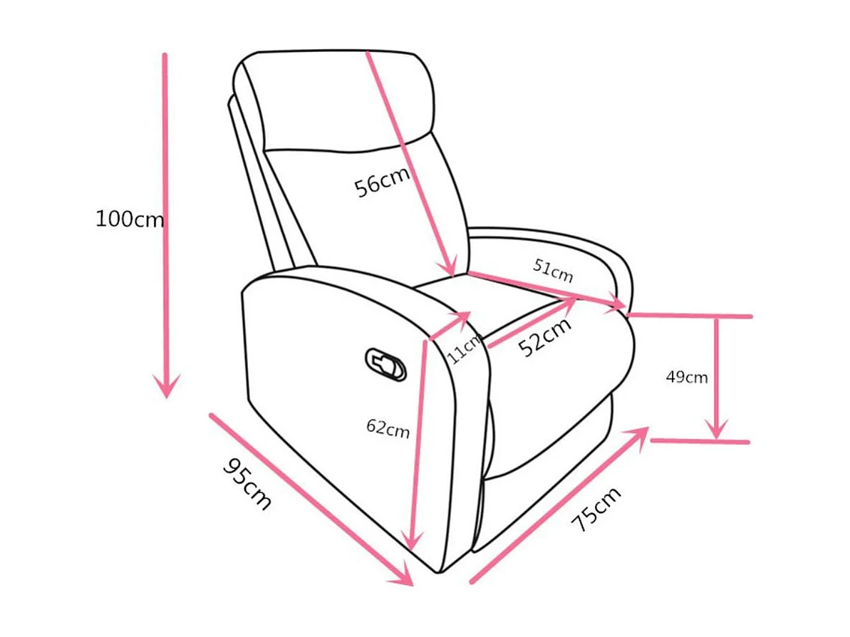 Sofá relax Siberia 1 plaza reclinable con reposapiés marengo 100x75x95 cm