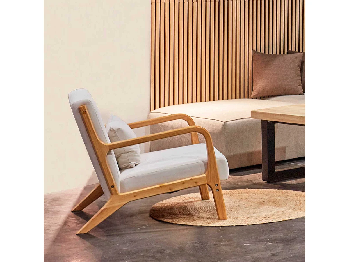 Butaca Tokio asiento acolchado tapizado microfibra beige/natural 72x65x83 cm Adec