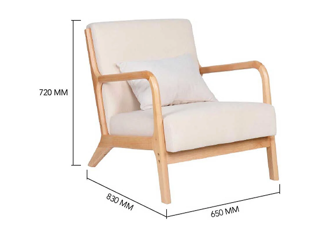 Butaca Tokio asiento acolchado tapizado microfibra beige/natural 72x65x83 cm Adec