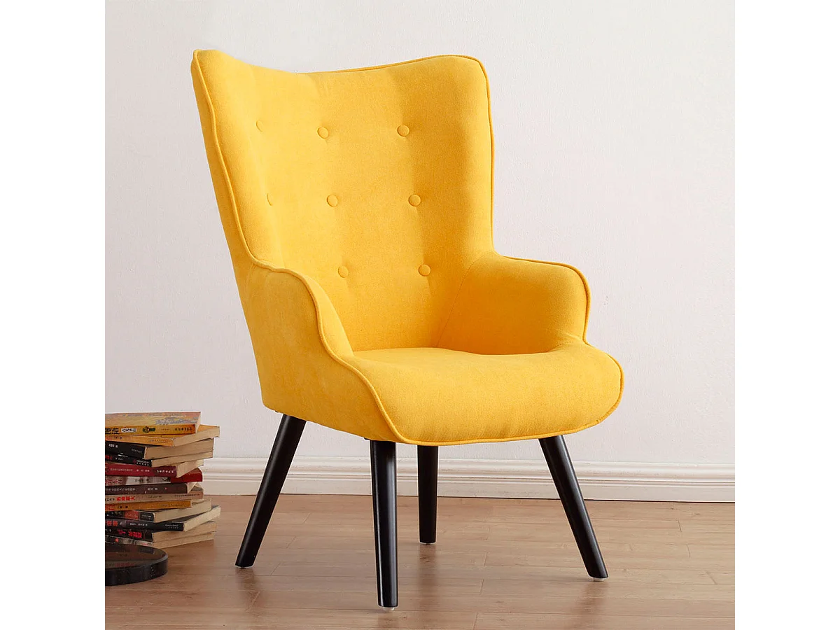 Butaca Voss diseño capitoné mostaza 95x71x75 cm Adec