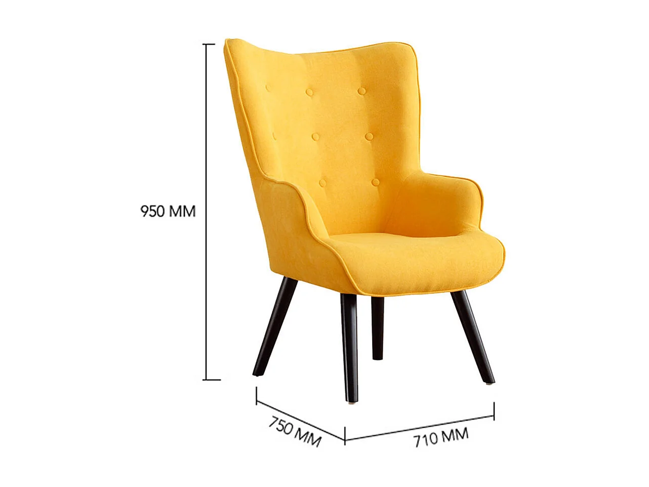 Butaca Voss diseño capitoné mostaza 95x71x75 cm Adec