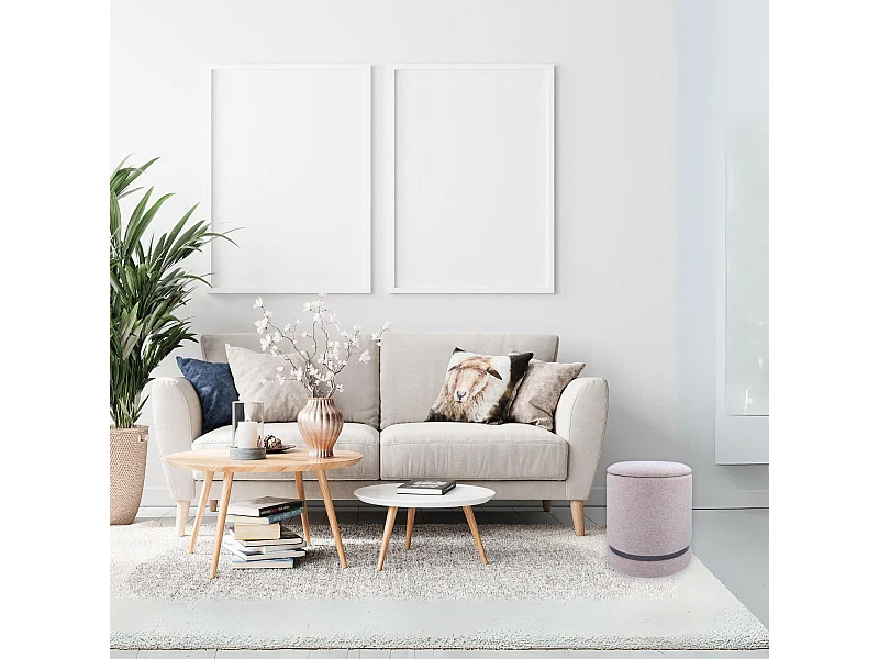 Puff almacenaje MOA Vinthera acolchado beige Ø32x40 cm