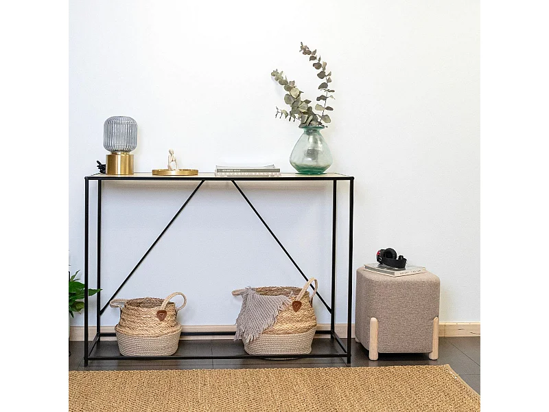 Puff cuadrado MOA VInthera acolchado beige 38x34x34 cm