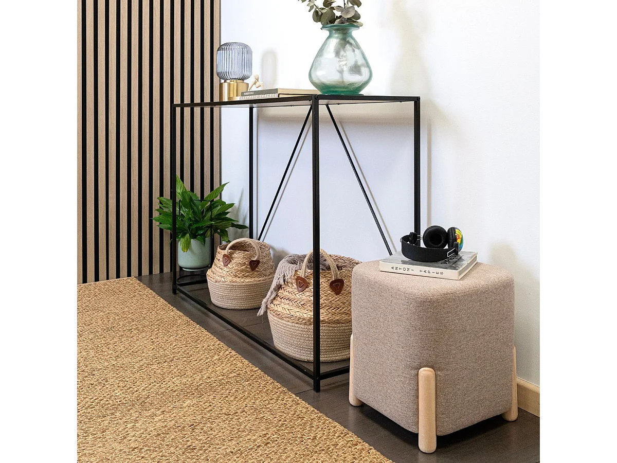 Puff cuadrado MOA VInthera acolchado beige 38x34x34 cm