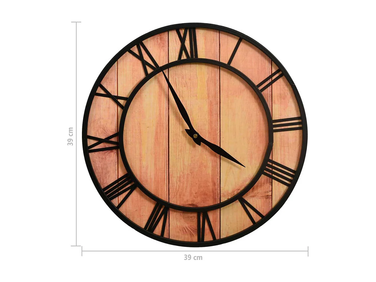 Wanduhr 39 cm Braun und Schwarz MDF und Eisen