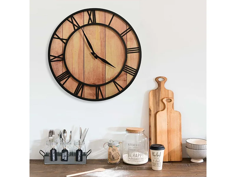 Reloj de pared tipo industrial negro/natural Ø39 cm