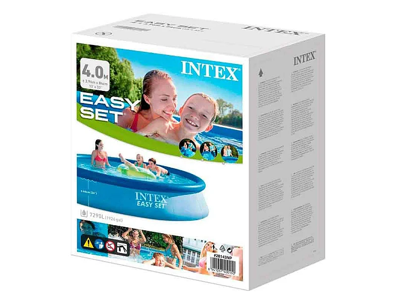 Piscine ronde gonflable Intex Easy Set 396×84 cm Bleu Capacité de 7290L en PVC-Polyester Triple Couche