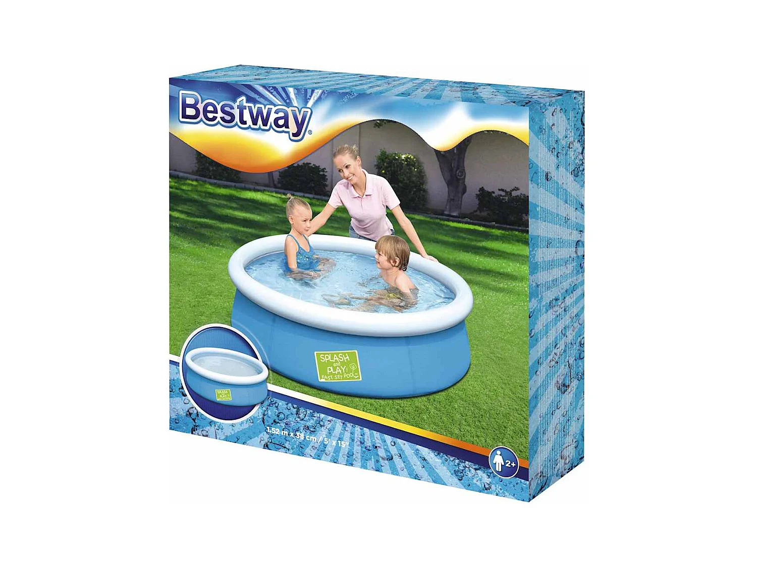 VidaXL Piscina hinchable infantil Bestway 3 capas resistentes azul Ø152 cm